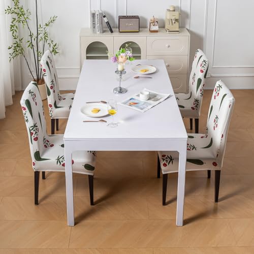 Image of House of Quirk Elastic Chair Cover Stretch Removable Washable Short Dining Chair Cover Protector Seat Slipcover (Pack of 6, Shalimar Garden)