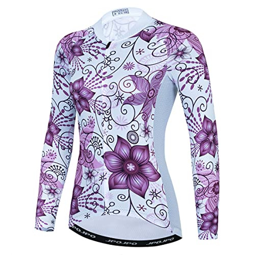 Hotlion Womens Cycling Jersey Long Sleeve Bike Shirts Team Bicycle Clothing with Pockets HT1 Small Ht2003