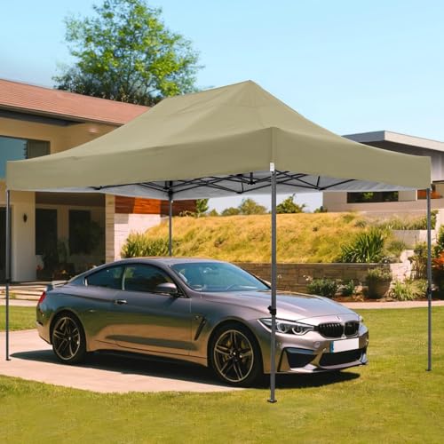 Image of COBIZI 10x15 Pop Up Canopy Tent,Heavy Duty Canopy(Khaki Gray No Sidewalls)