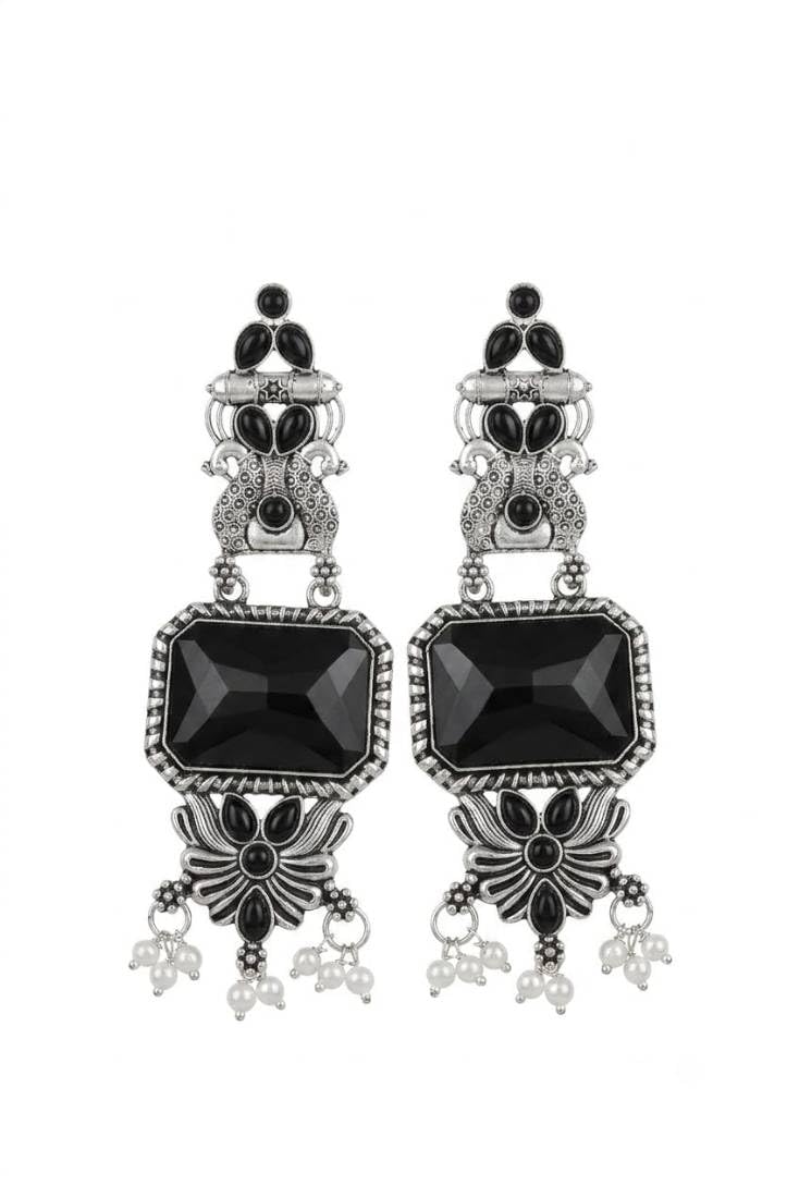 liboza jewels Oxidised Silver Ethnic Drop Earrings-picture-29