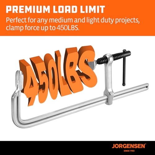 Image of Jorgensen Bar Clamps, 12-Inch Light-duty Drop Forged Steel Bar Clamps for Woodworking and Welding, 2 Pack