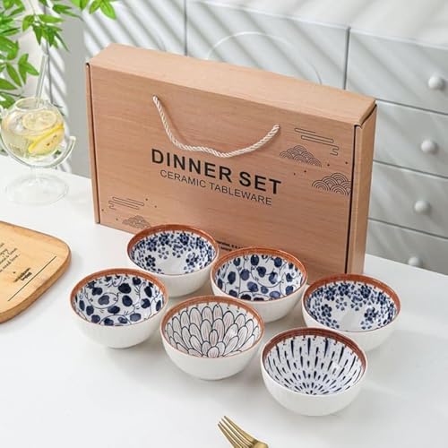 CokBlu 和風和柄食器セット 4 人 / 6 人用 完全磁器製碗・皿・調味料皿・プレート・ボウル組み合わせ 小花柄おしゃれデザイン 電子レンジ・食洗機対応 ギフトボックス付き結婚祝いプレゼント用