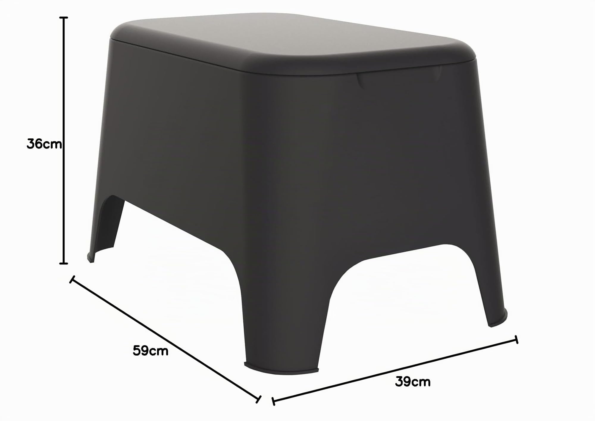 TOOMAX - Table Basse d'appoint en résine 59x 39x 36cm Gris Anthracite avec Couvercle Extérieur/Intérieur Jardin, Maison