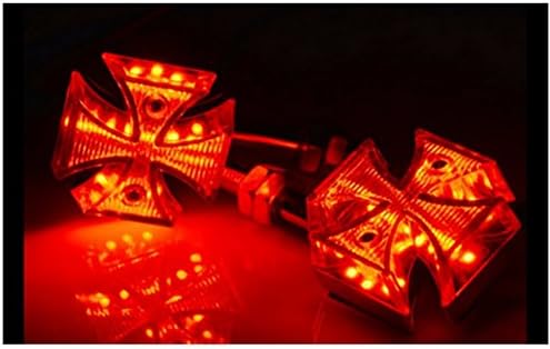 DLLL Universal 2xSmoke Lens Red Maltese Cross Motorcycle LED Brake Stop Turn Signal Marker Light for Suzuki Harley Davidson Kawasaki Yamaha Honda ATV