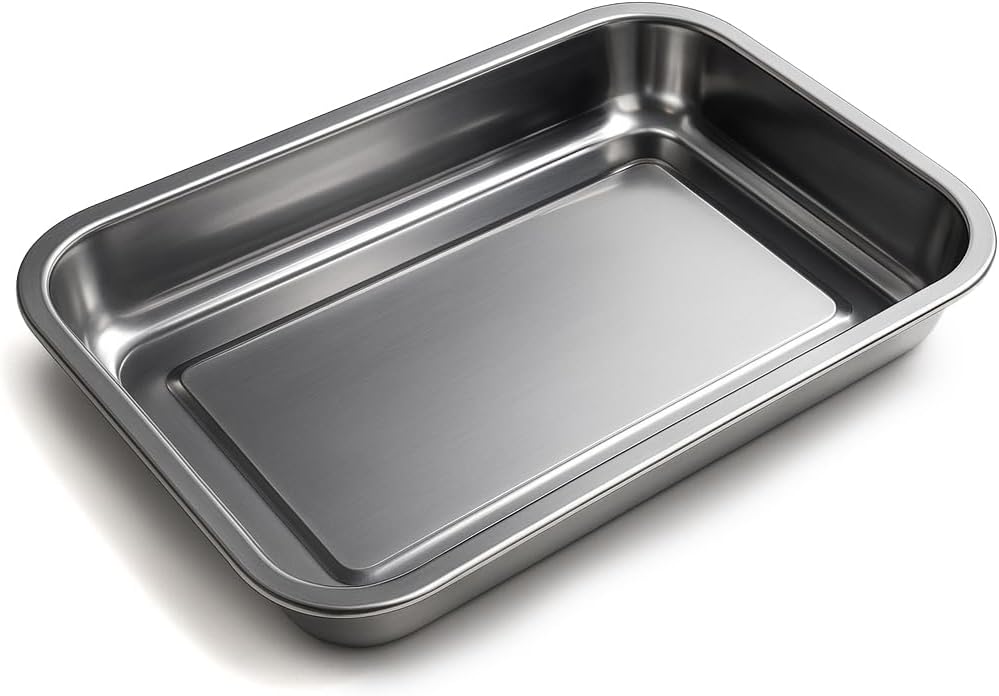 Serving Tray - Rectangular Deep Bowl - Dinner Plate - Presentation Plate - Stainless Steel - 40 x 30 cm
