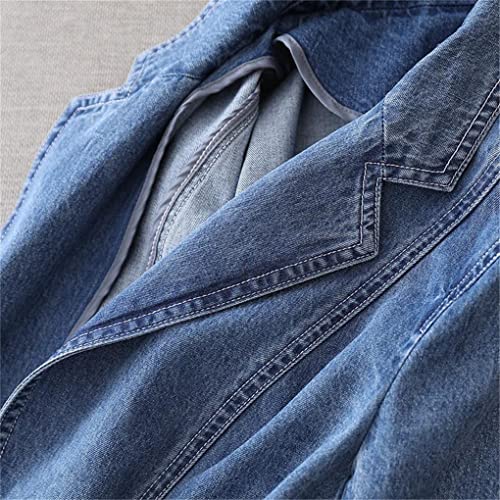 Spring Autumn Vintage Suit Women Denim Jacket Coats Casual Tops Loose Suit Outwear Cowboy Blazer3