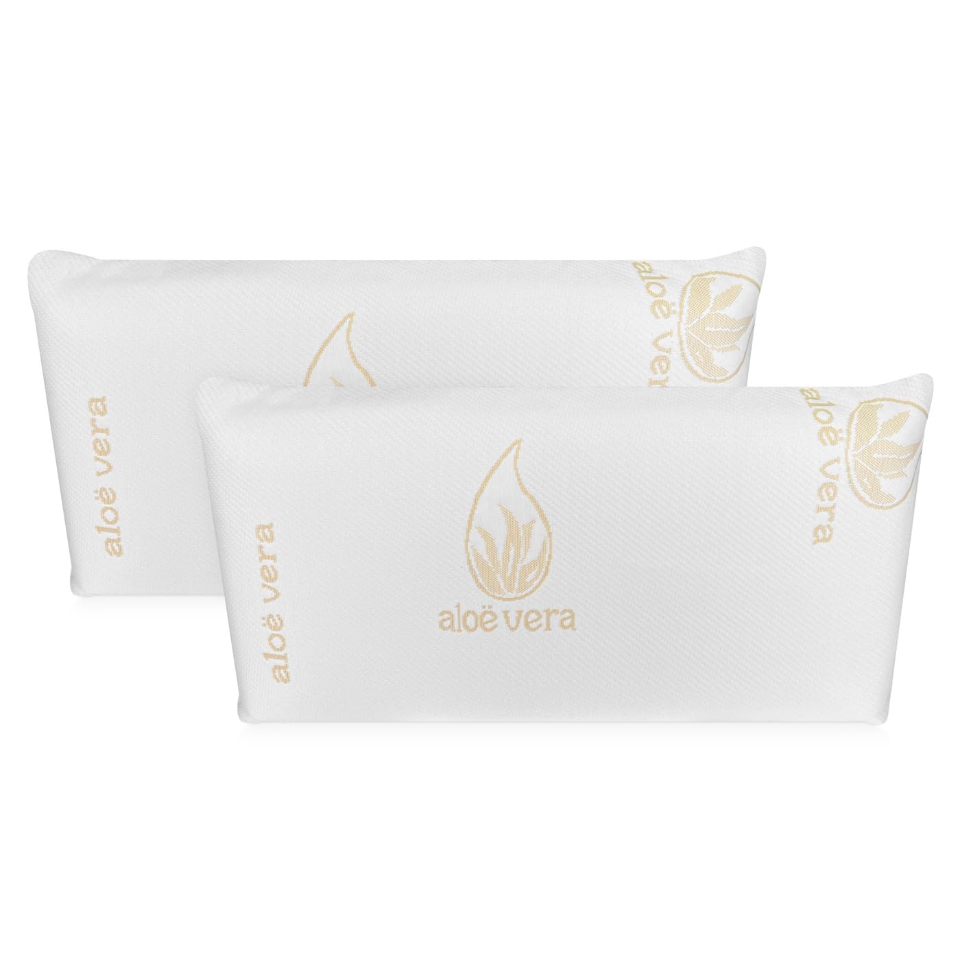 Homey - Almohada Viscoelástica Aloe Vera | Máximo Confort y Excelente Adaptabilidad con Propiedades Antiestrés | 2 Unidades de 70 x 40 cm