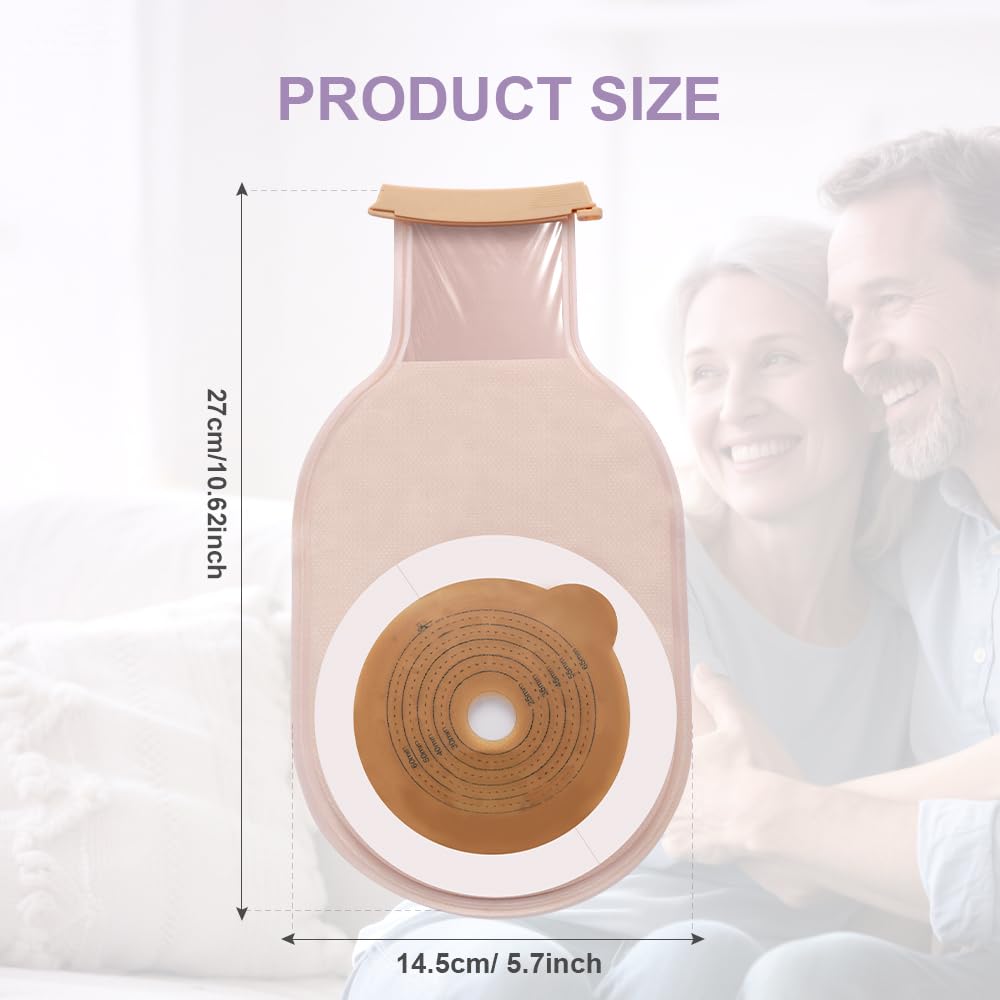100 bolsas de colostomía, suministros de ostomía de 20 a 60 mm, bolsas de ostomía de una pieza para el cuidado de estoma de leostomía, tela no tejida cortada a medida, diseño de bloqueo de bolsa