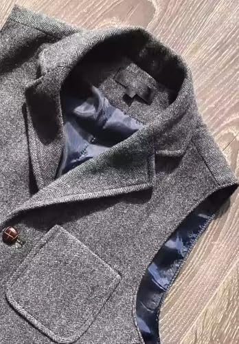 Men's Vintage Herringbone Suit Vest Five-Button Tweed Blended Casual Waistcoat for Party2