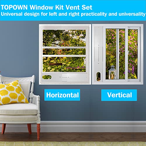 TOPOWN 5 Stück Fensterabdichtung Platte für Mobile klimageräte, Einstellbare Fenster Kit Platte für Abluftschlauch mit Durchmesser 13/15cm, für vertikal/horizontal Schiebefenster, mit Fenster Adapter