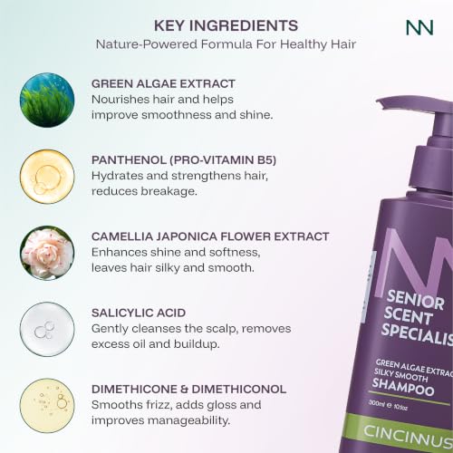 Image of Cincinnus Silky Smooth Shampoo | Green Algae Extract, Salicylic Acid, Lavender, Rose, B5 | shampoo for soft, shiny and smooth hair | Nourishing Shampoo for Dull & Rough Hair (300ml)