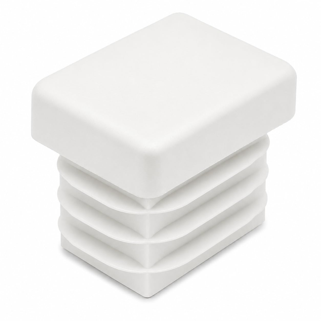 (Pack of 40) Rectangular Plastic Plugs 19/32" x 25/32" (15 x 20 mm), Matt Tube Inserts, Fence Post Caps, Pure White RAL 9010