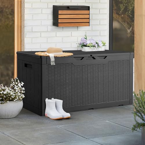 HOMECO 物置 収納庫 378L 大容量 倉庫 屋外収納庫 ベンチストッカー...