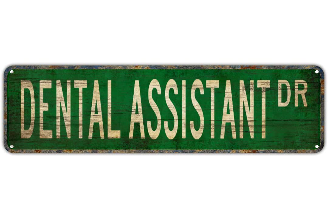DENTAL ASSISTANT DR Vintage Tin Signs Art Plaque Aluminum for Bedroom Kitchen Garden Wall Bar Club Coffee Hanging Home Decor 4x16 Inch