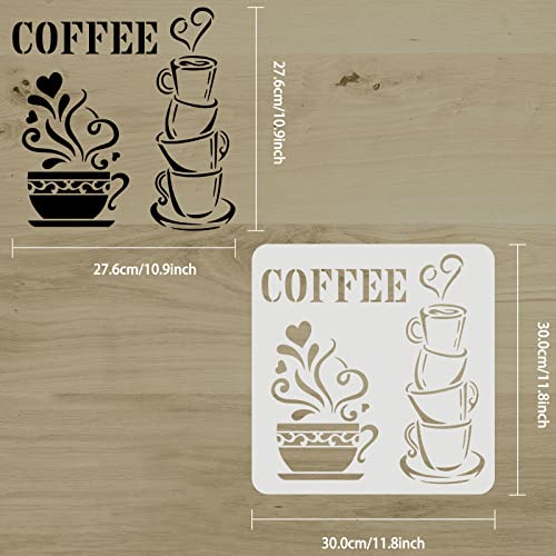 FINGERINSPIRE Coffee Cup Stencil 30x30cm Reusable Coffee Drawing Template PET Plastic Coffee Painting Stencil Coffee Bar DIY Decoration Stencil for Painting on Wall Furniture - Image 2