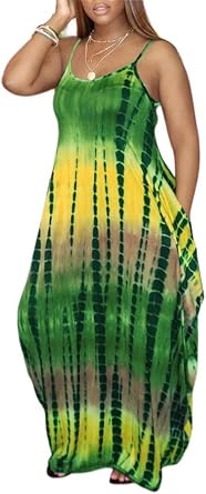 Summer Dresses for Women Plus Size Maxi Sundresses Casual Sleeveless Loose Long Dress with Pockets