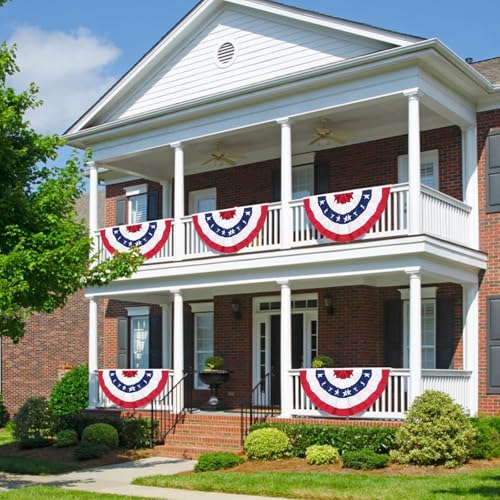 Image of 1 Pack 3x6 Feet 250th Anniversary Large American Flags Patriotic Bunting Stars Stripes 4th of July Pleated Fan USA Flag Banners Red White Blue Decorations for Outdoor Porch,Memorial Day,Independence Day Decorations