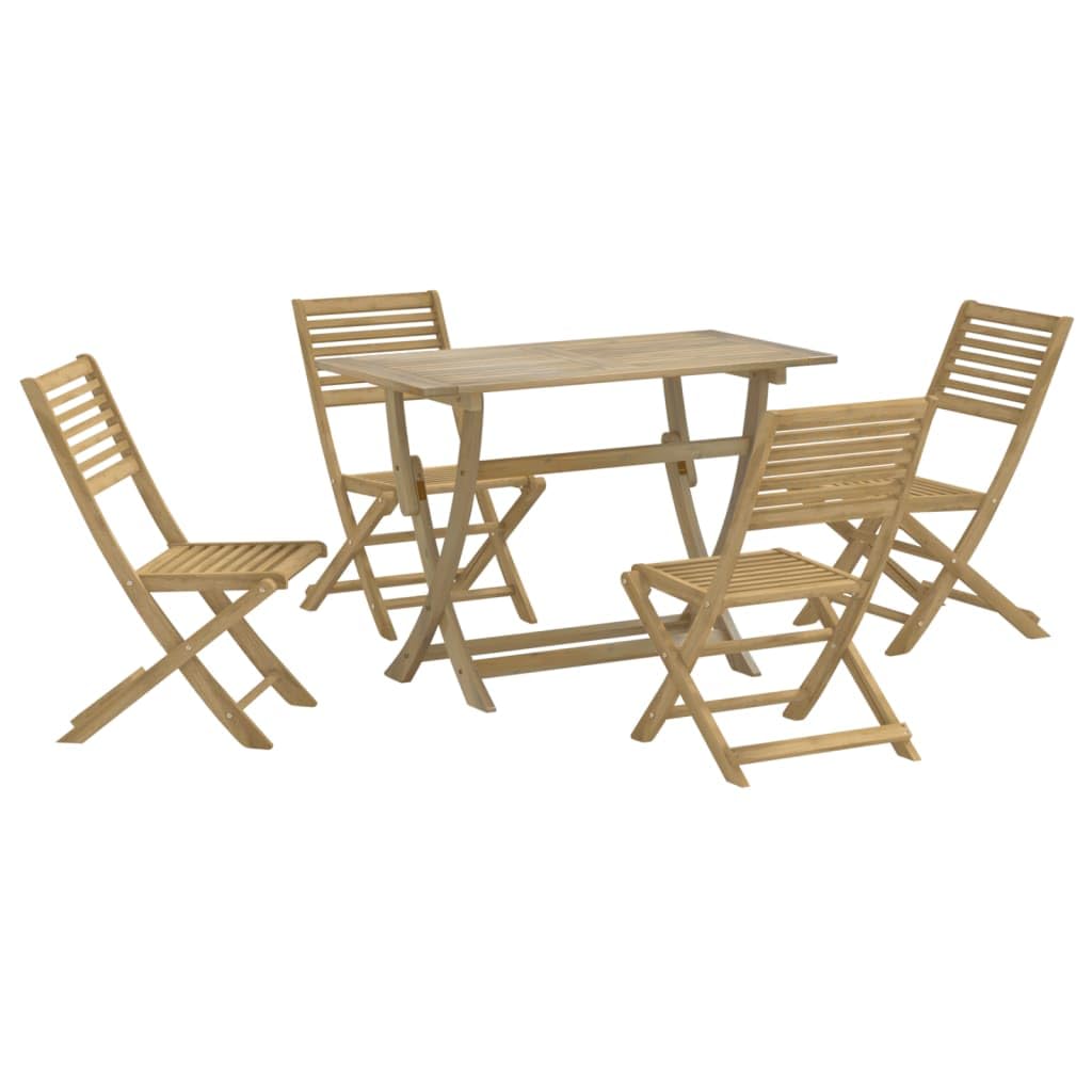 Conjunto de comedor de jardín de acacia, 110 x 55 x 75 cm, plegable, combinación de mesa y silla, muebles de terraza robustos para balcón, jardín, salón al aire libre