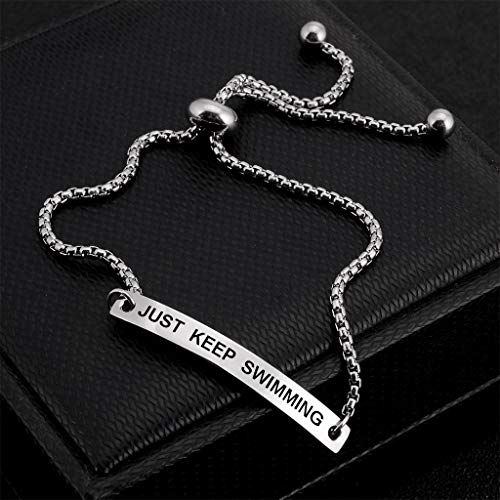 SOUSYOKYOSAM Just Keep Swimming Inspirational Cuff Expandable Bracelet Motivational Jewellery Amazing Gift3