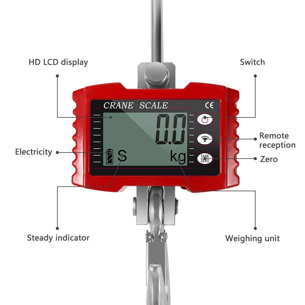 Bilancia sospesa digitale 2200 libbre 1000 kg industriale per gru elettronica portatile 1T