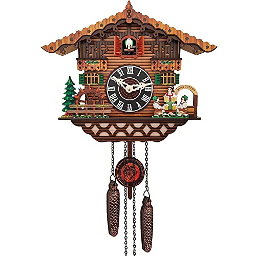 JOONIEHOUSE Traditional Black Forest Cuckoo Clock Wood Wall Clock - Natural Bird Voice Or Cuckoo Call, Coo Coo Clock for Wall Art Home Living Room Kitchen Office Decoration (Reindeer) (Chalet)