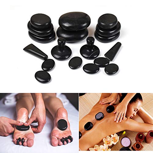 QYLHH 18 Hot Massage Stones Set Natural Basalt Warm Rocks Kit for Home Spa Massager - Image 3