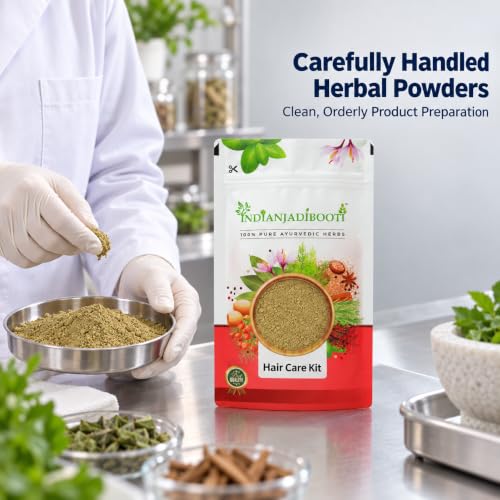 Image of IndianJadiBooti 8-in-1 Herbal Hair Care Combo Powder (450g Total) | Reetha, Amla, Shikakai, Bhringraj, Brahmi Mix | Ayurvedic Hair Mask & Natural Shampoo for Hair Fall Control, Growth & Dandruff | Chemical-Free DIY Kit