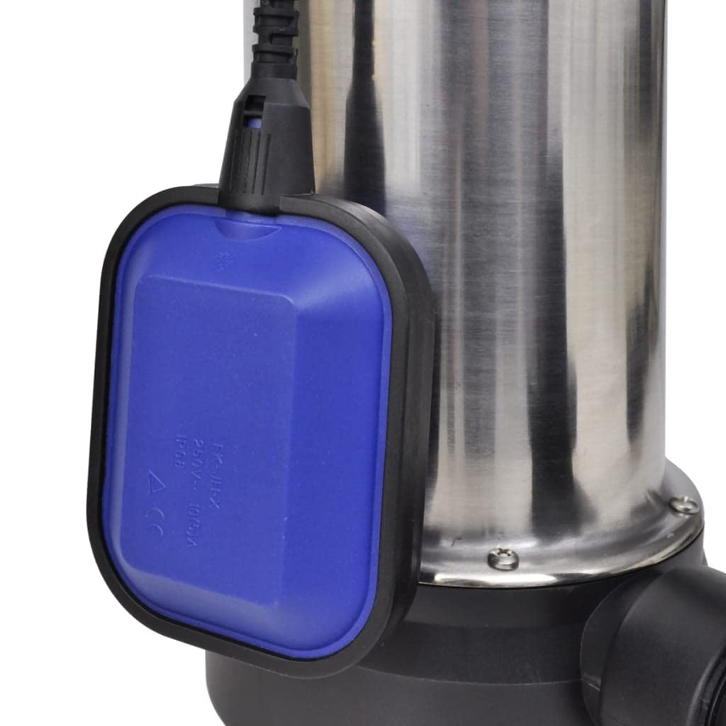 Bomba sumergible para aguas residuales, 750 W, 12500 l/h, con interruptor de flotador, carcasa de acero inoxidable duradero para aguas residuales, sótanos, fosas sépticas, inundaciones