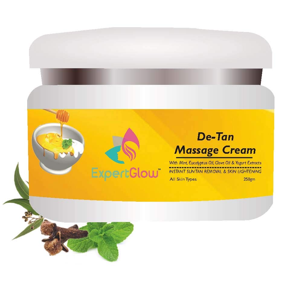 ExpertGlow De-Tan Cream For Men and Women Tan Removal and Even Skin Tone, Without Bleach, Reduces Dark Spots and Old Scars - 250 gm
