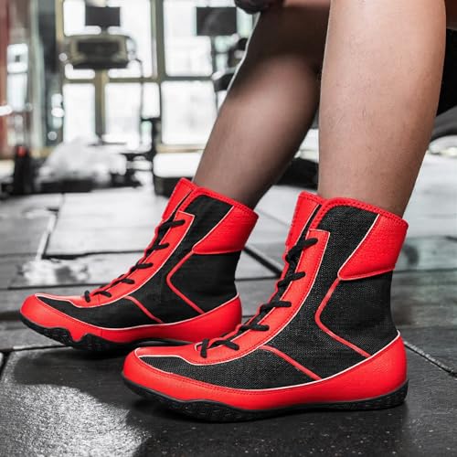 Image of Wrestling Boxing Boots Wide for Men Youth High Top Non-Slip | Comfortable Breathable Lightweight for Competition & Training