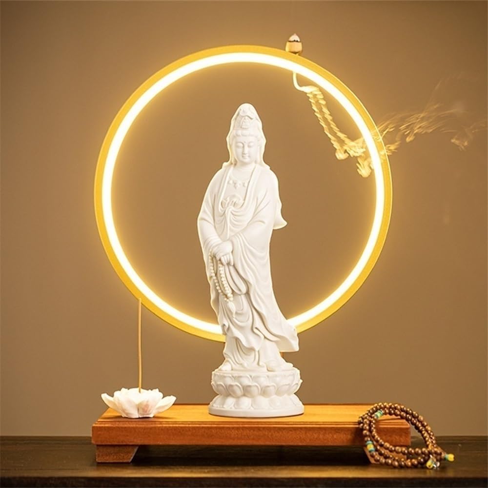 Estatuas de Feng Shui, Estatua de Buda Blanca Pura Decorativa pie en la Entrada Sala Estar, el vestíbulo Oficina, Zen