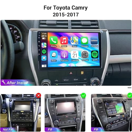 Image of 2+64G Double Din Car Radio for Toyota Camry 2015 2016 2017, 4 Core 10.2 Inch Android 14 Touch Screen Car Stereo with Wireless Carplay Android Bluetooth GPS AHD Backup Camera WiFi SWC FM Mirror Link