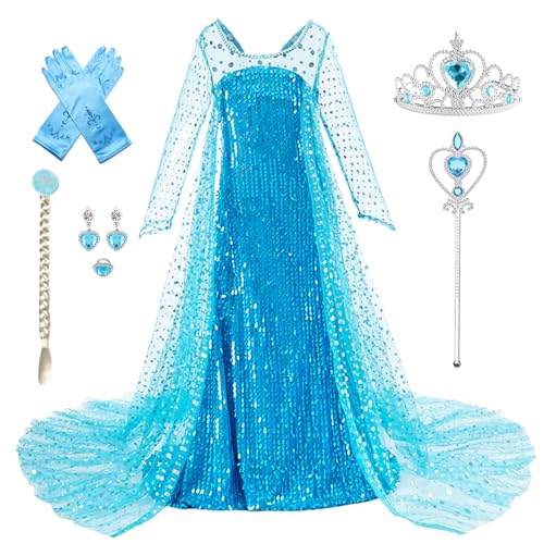 AHLPO Elsa Dress Princess Dress Up for Girls Halloween...