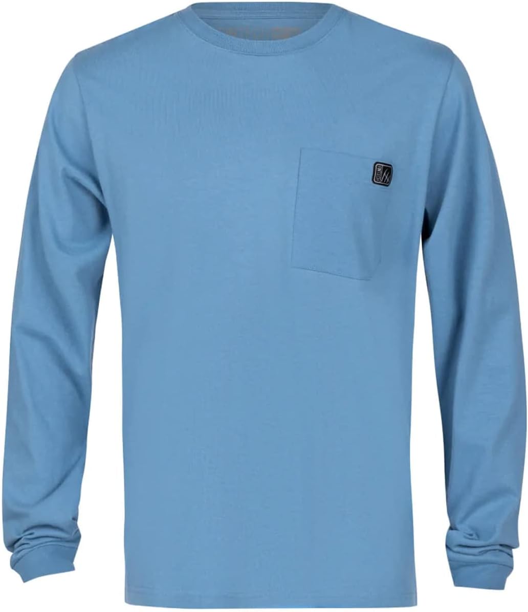 Fintech Spine Heavy-Duty Long Sleeve Graphic T-Shirt -Small - Blue Heaven