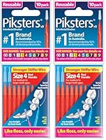 Piksters Interdental Brush - Brushes for cleaning between teeth (20 Pack, Size 4 (Red))
