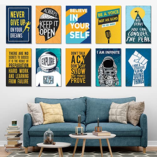 Image of Chaka Chaundh Motivational Wall Posters for Room (Set of 10) - Inspirational Art for Boys - 18 X 12 Inches