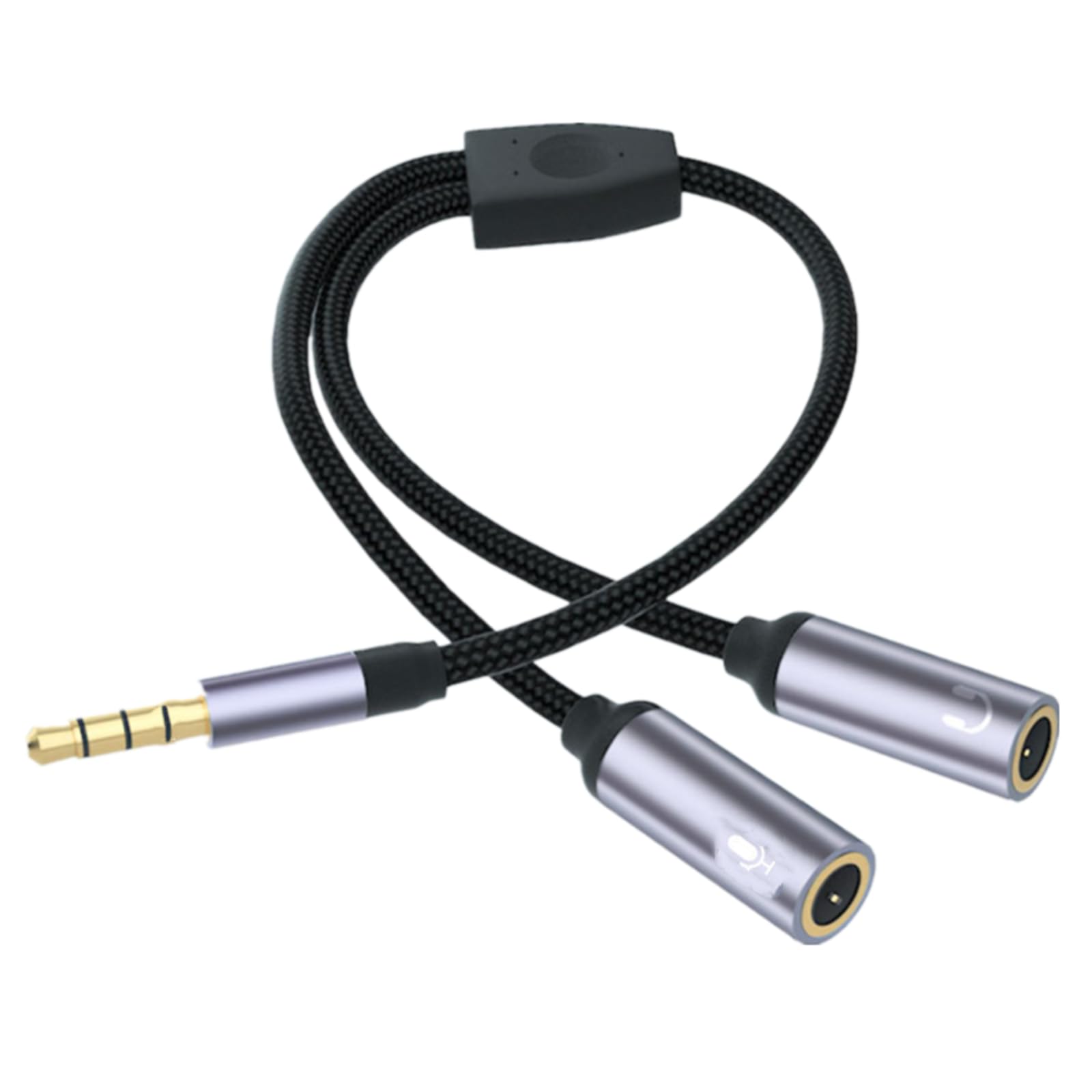 Cavo splitter per cuffie in nylon intrecciato da 3,5 mm, cavo a Y con 2 porte femmina, jack maschio da 3,5 mm a doppio jack per telefoni, tablet e laptop, condivisione audio per viaggi, studio