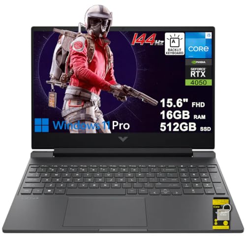 Image of HP Victus 15 Gaming Laptop 15.6 inch FHD IPS 144Hz Intel 8-core i5-13420H (>i7-12650H) 16GB RAM 512GB SSD GeForce RTX 4050 Backlit Type-c B&O Fast Charging Win11Pro ICP Hub