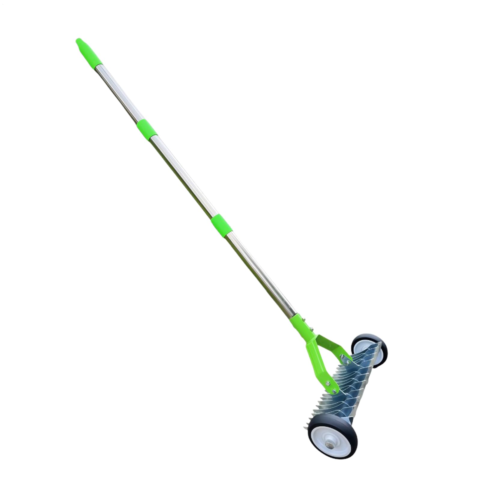 Rastrello Arieggiatore Per Prato Con Ruote Metallo Manico Lungo Attrezzi | Attrezzo Rastrello per Giardino e Paesaggistica con Ruote Per Esterno Giardino Cortile Foglie Tappeto Erboso Alle