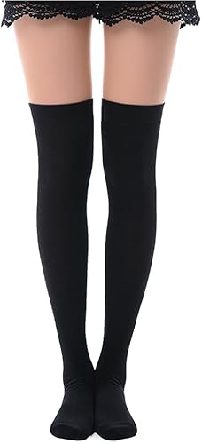 Calcetines altos hasta el muslo, calcetines altos hasta la rodilla para mujer, calcetines coloridos de rayas sólidas extra largas para botas