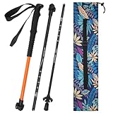 FAMJOAL Telescopic Travel Hiking Trekking Poles, Collapsible Walking Stick with Quick Lock System & Anti-Shock, Ultralight Adjustable Aluminum Hiking Poles with Portable Bag for Adults & Seniors