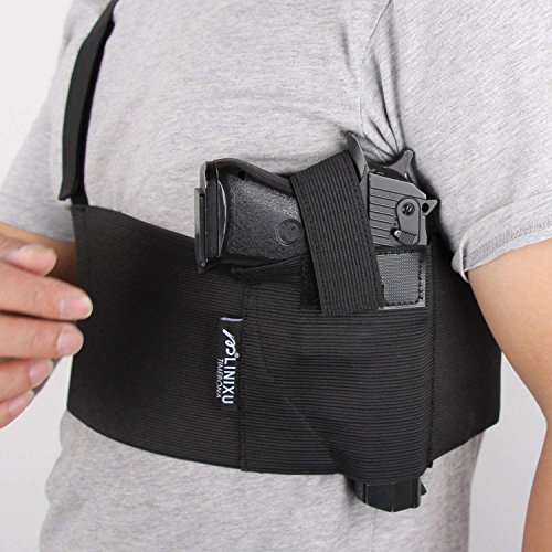 M LINIXU TIMEBONA Belly Band Holster for Concealed Carry, Neoprene Waist Band Handgun Carrying System, Elastic Hand Gun Holder for Pistols Revolvers for Men and Women (L, Left)