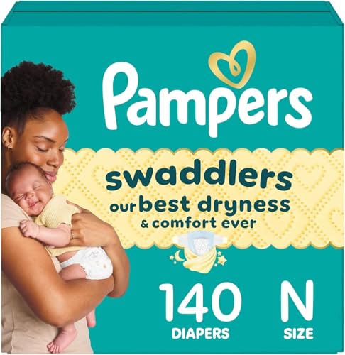 Pampers Swaddlers Diapers, Size 0 (up to 10 lbs), 140 Count, Absorbent, Keeps Baby Dry and Comfortable, Skin Safe Disposable Baby Diaper (Packaging...