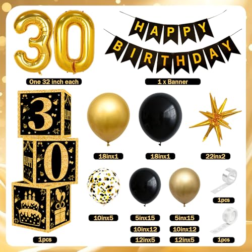 30th Birthday Decorations for Men Women, Black Gold Balloon Arch Kit by GUSEN - Used condition - Image 2