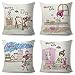 Fundas de Cojín,Funda de Almohada Lino Decorativa Linda Chica de Dibujos Animados Moderna con Cremallera Invisible Funda de Cojín 40x40cm,Juego de 4 para Patio Jardín,Sala de Estar,Sofá