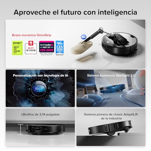 Miniatura 2 de roborock Saros Z70 Robot Aspirador Succión Extrema de 22000 Pa | Brazo Mecánico OmniGrip Plegable de 5 Ejes, Succión de 22000 Pa, Doble Sistema antienredos, Diseño Ultrafino de 7,98 cm