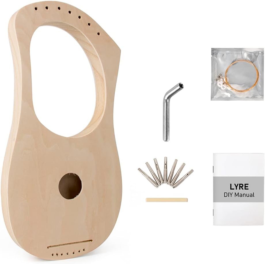 Kmise Lyre Harp 7 String DIY Kit Make Your Own Bass Wood with String Saddle String