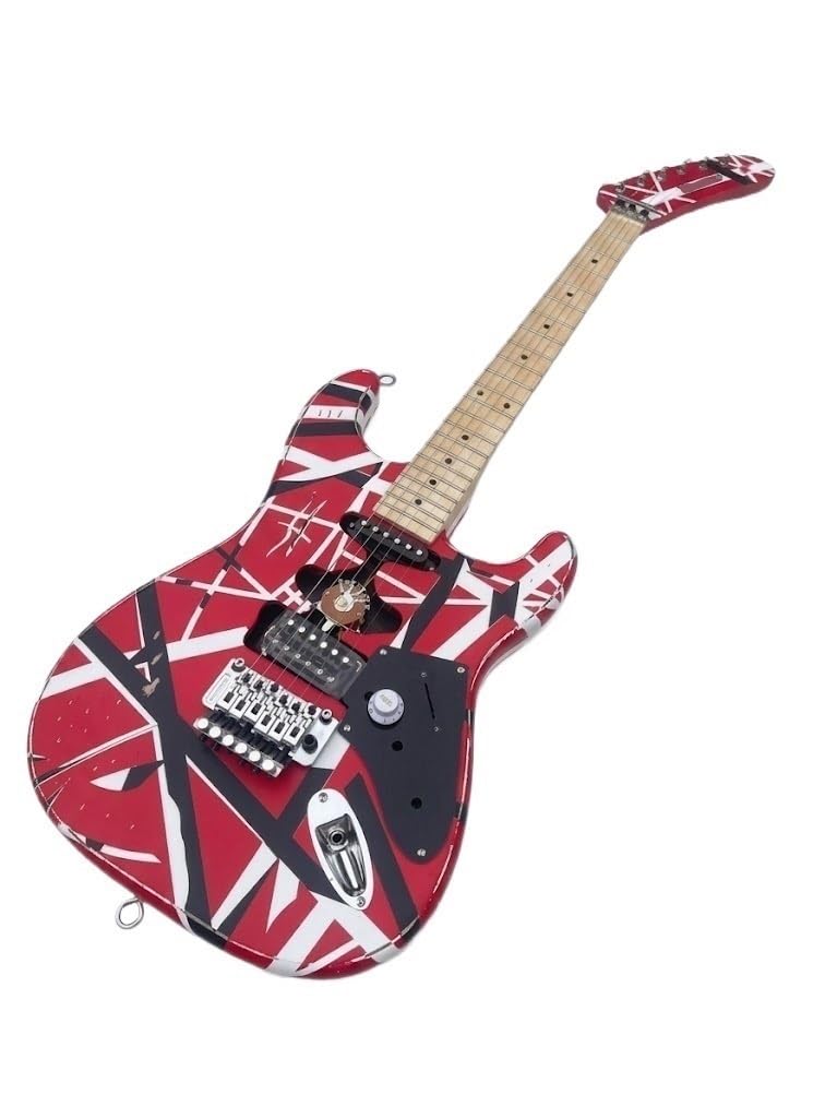 Chitarra elettrica a corpo solido, stile tributo heavy metal a strisce rosse con tremolo bloccabile, 6 corde full size for hard rock (Guitarra Eléctrica)