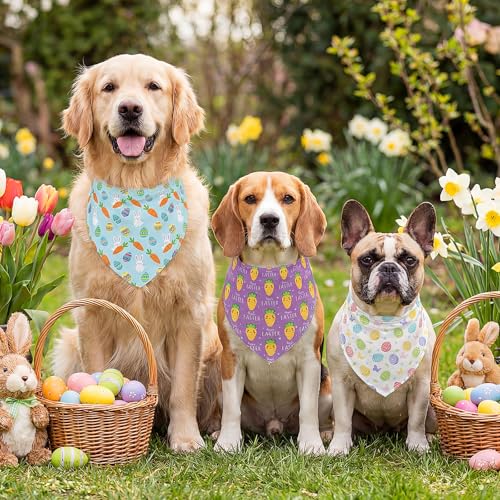 Image of Abbylike 50 Pcs Easter Dog Bandanas Bulk Bunny Egg Carrot Bandanas for Dogs Triangle Kerchief Bibs Scarf Set for Pet Easter Costume Photo Props Accessories Pet Shops, 25 Styles (25.6 x 17.7 x 17.7)