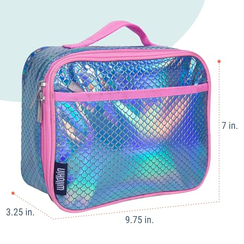 Image of Wildkin Kids Insulated Lunch Box, Mermaid Scales | Insulated, wipe-clean lunch box - coordinates with matching Wildkin backpacks
